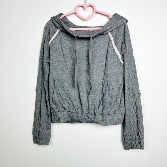 Free People Pre-Loved Kimmie Hoodie Drawstring Pullover Sweatshirt Gray Sz Small - Picture 2 of 11